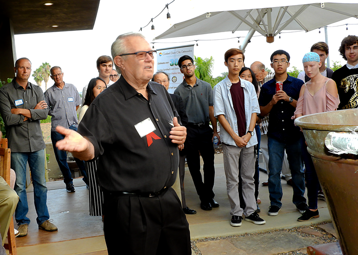 Mayor Matt Hall offers words of welcome to delegation visitors.